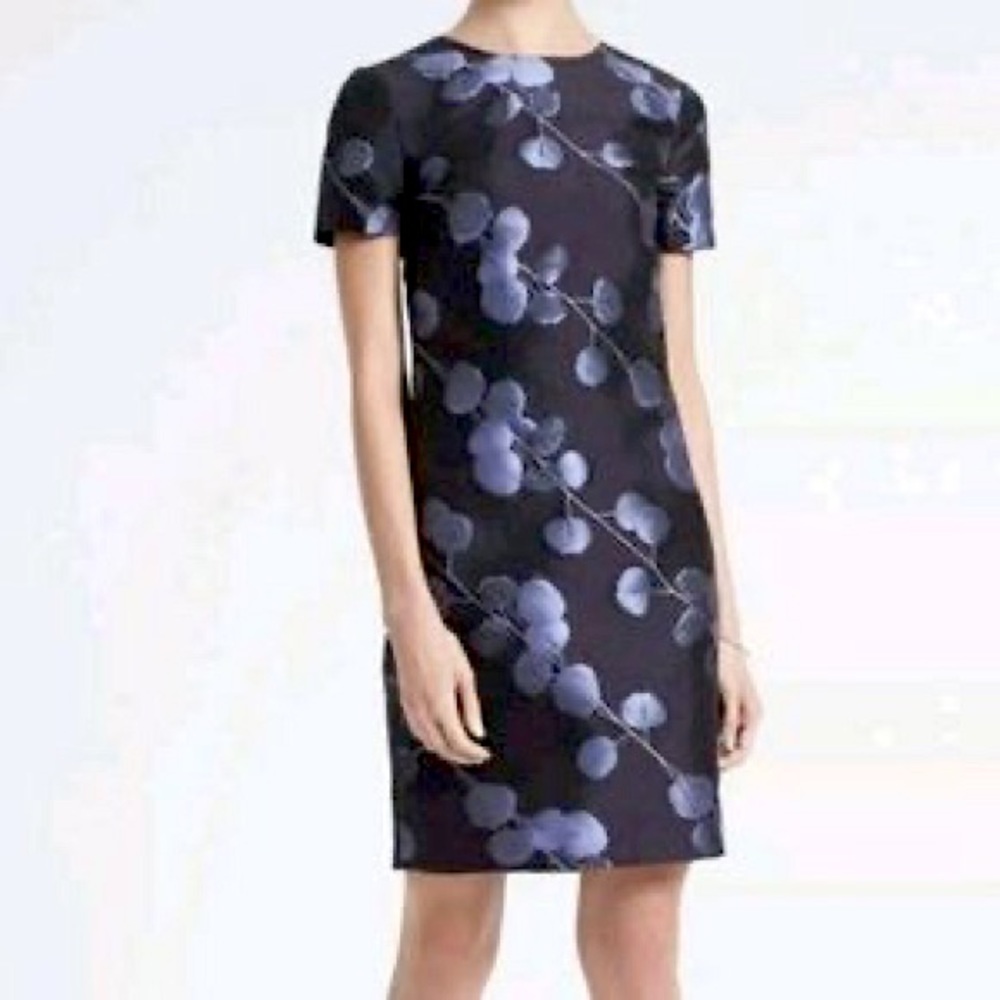 Banana Republic Floral Shimmer Leaf Jacquard Dress | Size 0